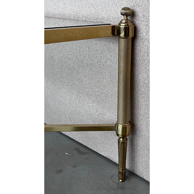 Metal Mid 20th Century Spanish Two Tier Square Brass and Bronze Coffee Table For Sale - Image 7 of 18