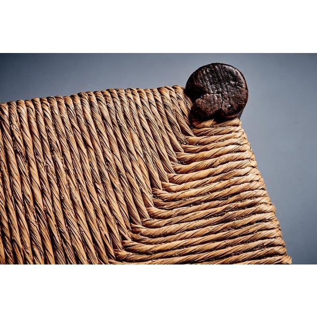 Wood Rustic Ladder-Back Chair with Straw Seat by Charlotte Perriand, France, 1900 For Sale - Image 7 of 11