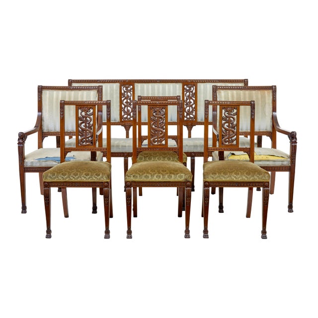 Vintage Empire Revival Suite in Carved Walnut, 1920, Set of 7 For Sale - Image 13 of 13