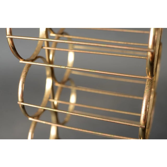 1950s Mid-Century Modern Brass 6-Bottle Wine Rack Caddy With Handle For Sale - Image 9 of 11