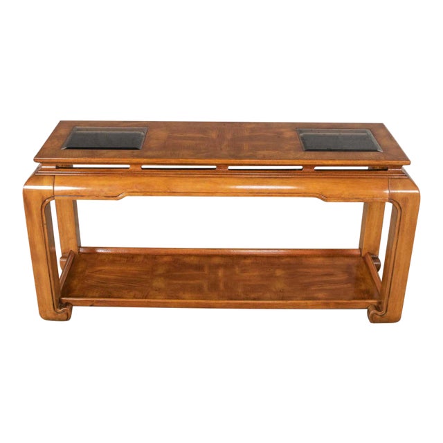 Vintage Asian Style Sofa Console Table Ming Chow Leg Style Attributed to Schnadig Intl. Furniture For Sale