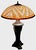 For you to consider is a vintage late Arts & Crafts era "Basket Weave" leaded stained glass bronzed metal table lamp....