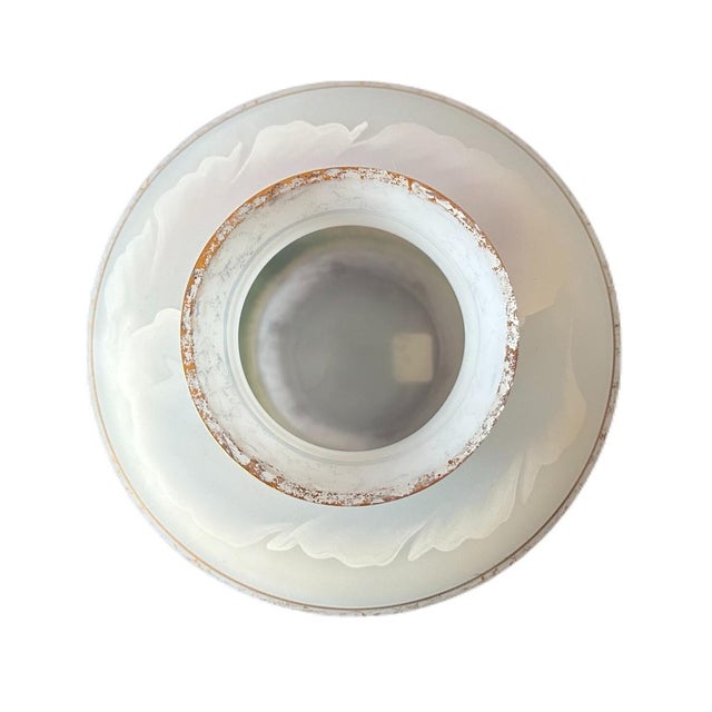 Vintage Fenton "After the Rain" Hand Painted French Opalescent Satin Glass Vase For Sale - Image 6 of 10