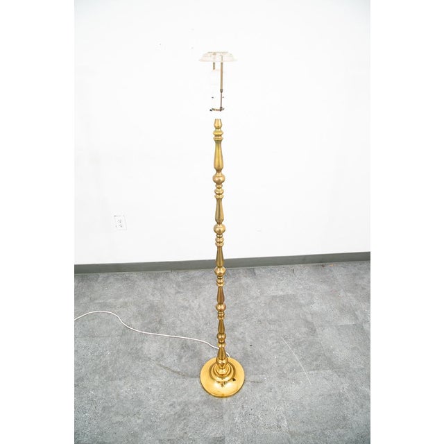 1960s Vintage Mid Century Modern Floor Lamp Lighting Brass Gold Ribbed Maximalist For Sale - Image 5 of 12