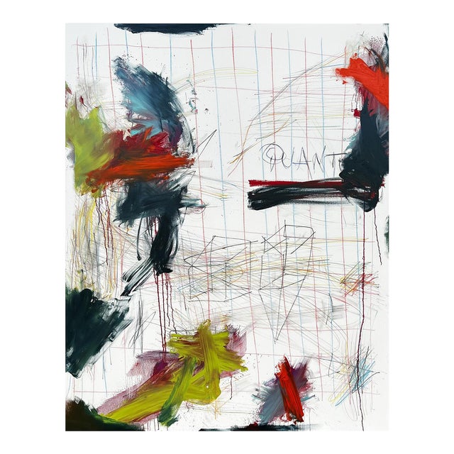 Contemporary Abstract Oil and Pencil on Canvas Painting "Quantum Notes" by Tommaso Fattovich For Sale