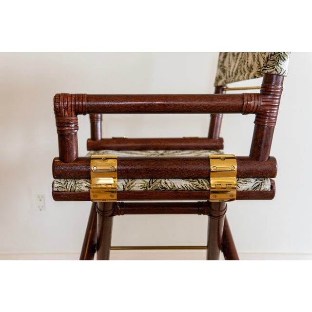 1970s McGuire Director’s X-Chair in Palm Print For Sale - Image 10 of 12