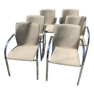 Late 20th Century Harter a Jami Company Set of Six Wood and Chrome Chairs For Sale