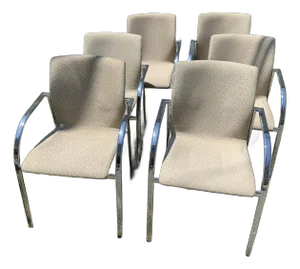 Late 20th Century Harter a Jami Company Set of Six Wood and Chrome Chairs
