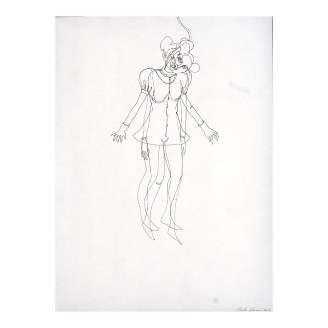 Original Fine Art Drawing by Carla Gannis, Gemini Sisters, 2002, Ink on Paper, 11 X 8.5 In. For Sale
