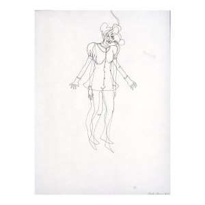 Original Fine Art Drawing by Carla Gannis, Gemini Sisters, 2002, Ink on Paper, 11 X 8.5 In.