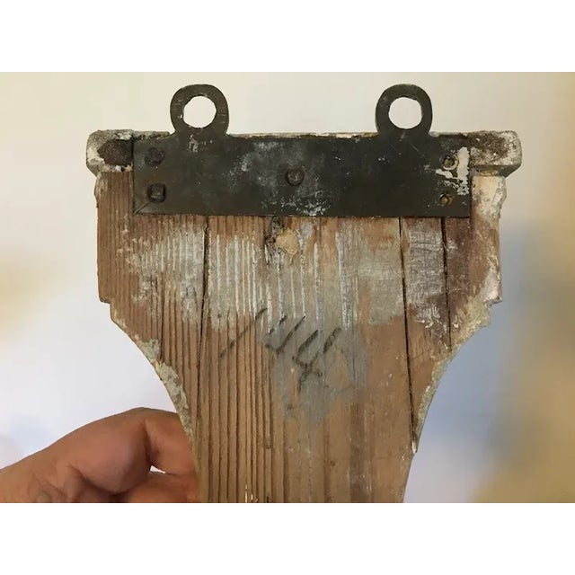 Antique 18th c. French carved wood and paint decorated Directoire wall bracket shelf. Provenance - home of famed Parish-...