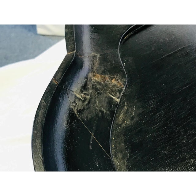 Antique English Tray Table With Scalloped Edge and Hand Painted Cathedral Artwork For Sale - Image 11 of 13