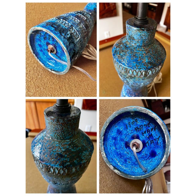 1960s Mid Century Modern Bitossi Table Lamp in Rimini Blue - Aldo Londi for Bitossi For Sale - Image 12 of 12