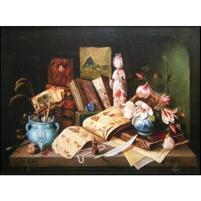 Impressionist "Discovery" Contemporary Still Life Giclee Print on Canvas by Antal Goldfinger, Framed For Sale - Image 3 of 6