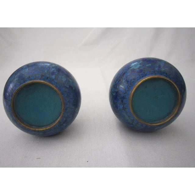 1950s Vintage Chinese Cloisonne Vases, Pair For Sale - Image 5 of 8