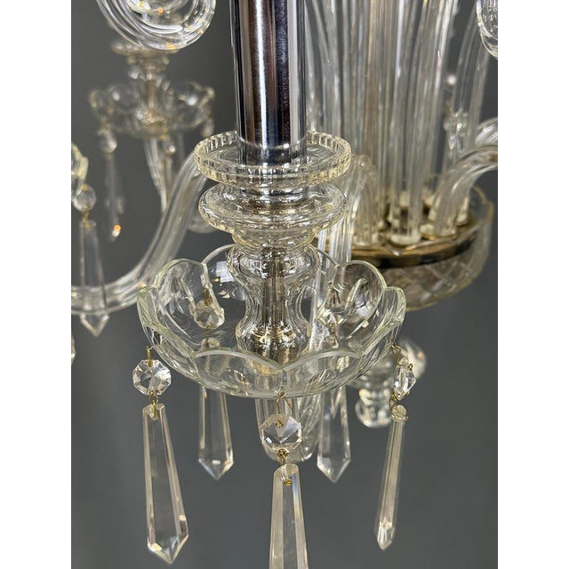 Six-Arm Crystal Glass Chandelier from Bohemia, 1930s For Sale - Image 4 of 7