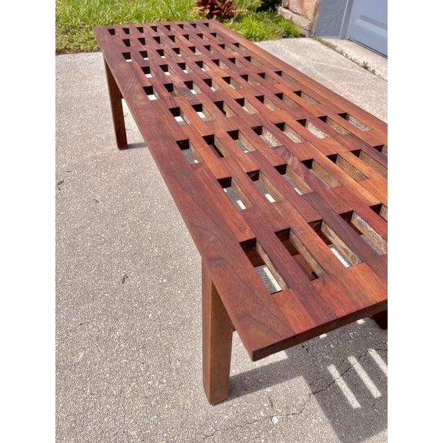 Mid-Century Modern Petite Teak Slotted Coffee Table For Sale - Image 3 of 12