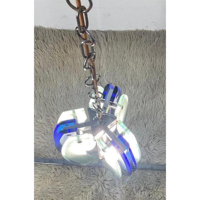 Metal Three Lights Hanging Lamp from Fontana Art, 1970 For Sale - Image 7 of 18