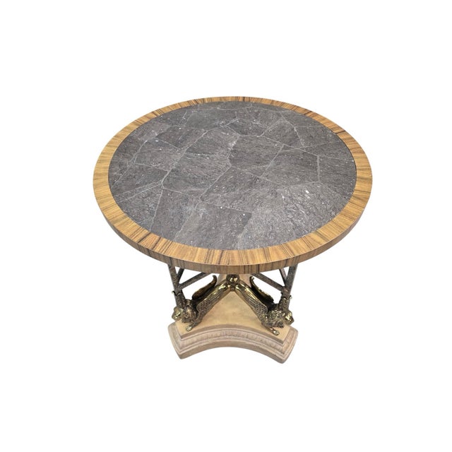 Hollywood Regency Vintage Brass and Lipstone Griffin Occasional Table by Maitland-Smith For Sale - Image 3 of 10