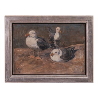 Viggo Johansen, Three Seagulls, Oil on Canvas, Framed For Sale