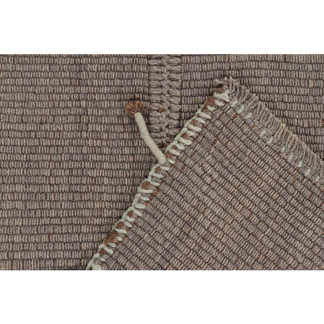 Textile Rug & Kilim’s Contemporary Kilim in Gray With Sky Blue Stripes & Brown Accents For Sale - Image 7 of 7
