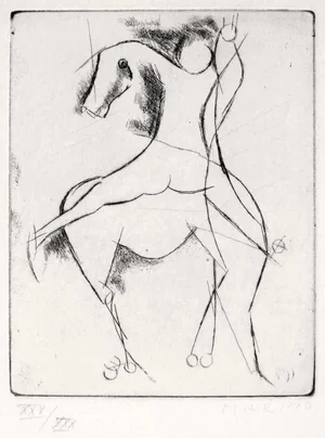 Knight - Original Etching by Marino Marini Late 1900