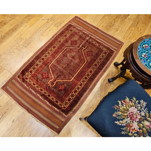 Antique Baluch Tribal Area Rug, Handwoven Wool Pile, Geometric Design For Sale - Image 15 of 15
