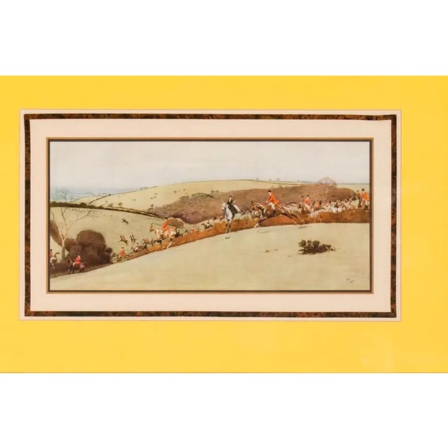 Charming colour plate by Cecil Aldin (1870-1935) depicting an English foxhunt across hill 'n dale! Image Sz : 5 1/2"H x 11...