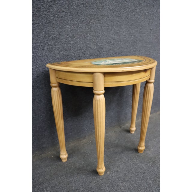 Paint Decorated Pine Demi-Lune Console Table With Ship Motif For Sale In Philadelphia - Image 6 of 12
