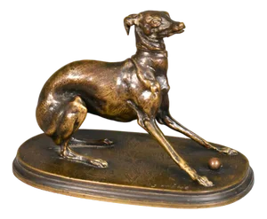 Pierre-Jules Mène, Greyhound with Ball, 1800s, Bronze