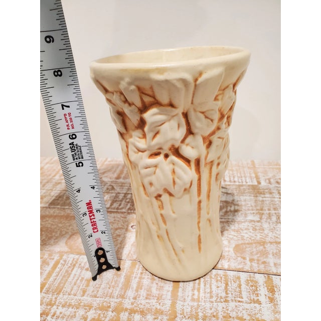 Art Nouveau Peters and Reed 8" Carved Vase For Sale - Image 3 of 7