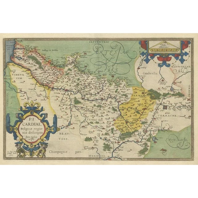 Antique map titled ' of the region of Picardie Belgica'. Original antique map of the Picardy region, France. Published by...