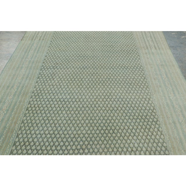 1920s Antique Persian Saraband Rug With Intricate Boteh Grid in Green Hues - Rug & Kilim For Sale - Image 5 of 9
