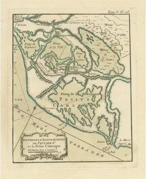 Antique Map of Aigues-Mortes and Camargue, France, 1764