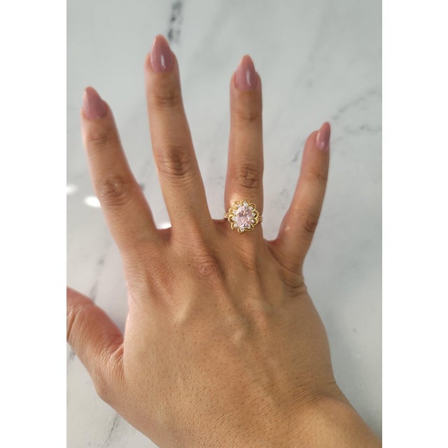 ♥ Product Summary ♥ Main Stone: Pink Ice & Cubic Zirconia Band Material: 10k Yellow Gold Stone Cut: Oval & Round...