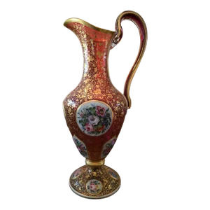 Antique Moser Bohemian Glass Ruby Color Ewer
