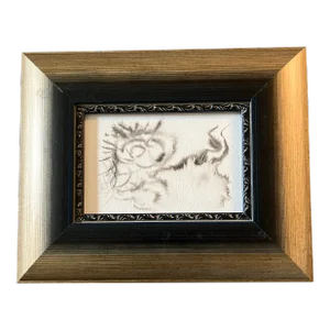 Contemporary Original Abstract Ink Painting Wide Toned Frame