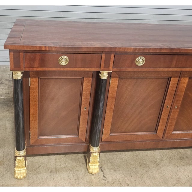 Kindel Furniture Kindel National Trust Empire Flame Mahogany Sideboard Gilt Paw Feet Faux Marble For Sale - Image 4 of 12