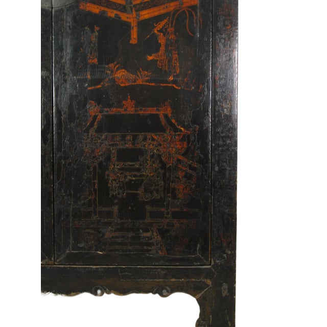 Large 84" Inch Tall Black Chinese Antique Cabinet For Sale - Image 9 of 13