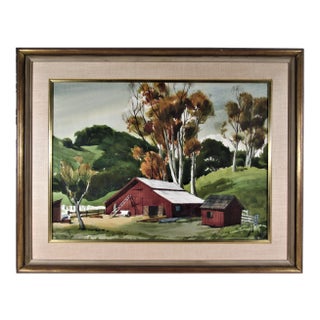 Frederick Cole, The Old Red Barn, Circa 1965 For Sale