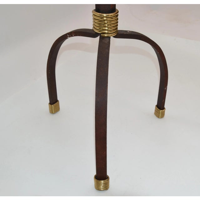 1970s Tripod Base Floor Lamp Brass Handcrafted Cast Iron For Sale - Image 11 of 13