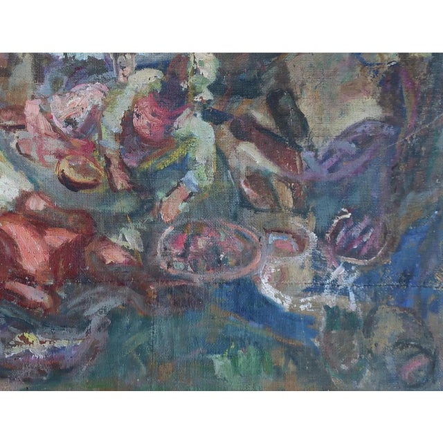 Soviet Era Oil Painting: Ukrainian Family Holiday, 1970s 54-70 For Sale - Image 6 of 6
