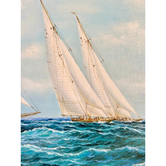 Yacht Sailing Schooners at Sea Original Painting – By Matt Thomas (24" X 36"), Unstretched For Sale - Image 6 of 6