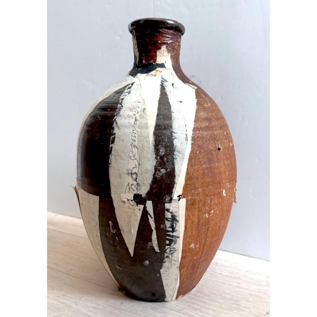 Abstract Circa 19th Century Wabi-Sabi Ceramic Paper Metal and Cork Tea Bottle or Vessel For Sale - Image 3 of 15