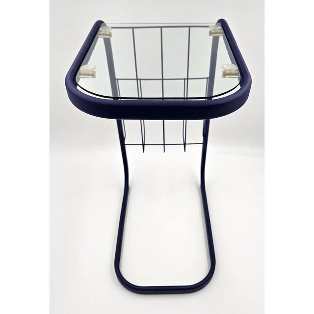 1960s MCM Enameled Brass Glass Magazine Rack Side End Table 1960's For Sale - Image 5 of 11