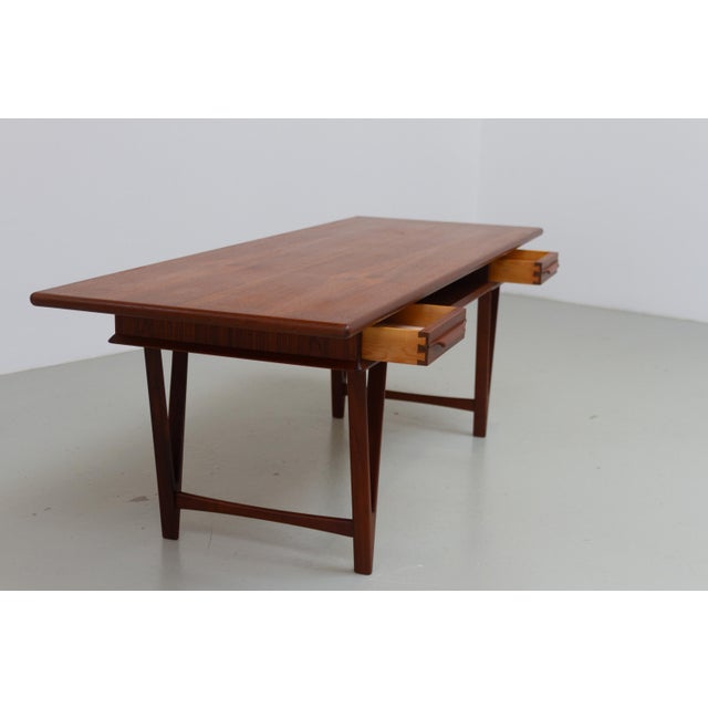 Danish Modern Teak Coffee Table with Drawers and V-Legs by E. W. Bach, 1960s For Sale - Image 4 of 18
