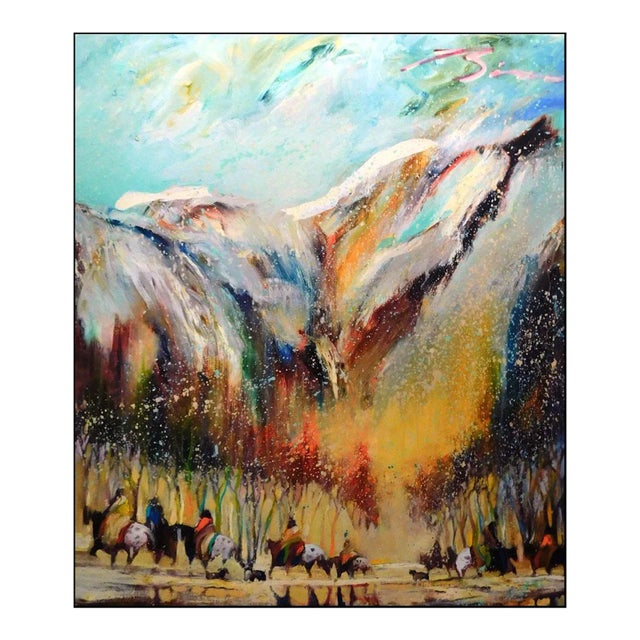 Earl Biss "Riding Below Pryor Gap With a Group of Dogs" Giclee Stretched Canvas For Sale