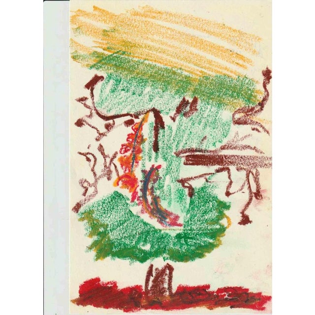 This original drawing by Alfredo Pizzi presents a vivid, expressive interpretation of natural elements, rendered with oil...