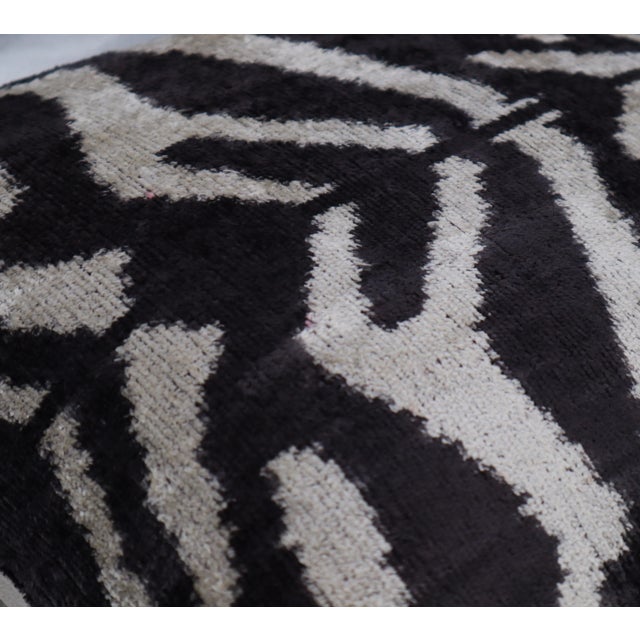 Textile Contemporary Velvet Black and White Tiger Print Throw Pillow With Down Insert For Sale - Image 7 of 8