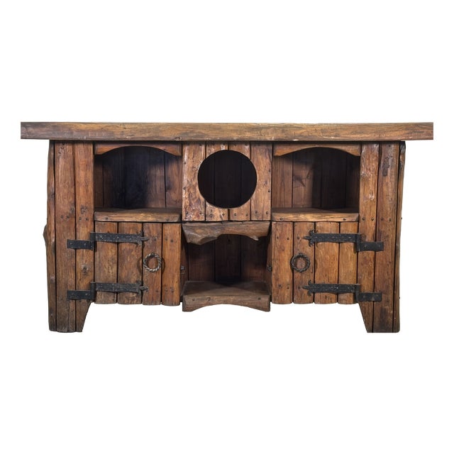 Rustic Chestnut Wood Sideboard, 1960s For Sale